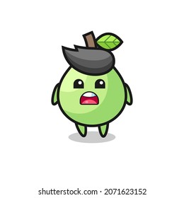 guava illustration with apologizing expression, saying I am sorry , cute style design for t shirt, sticker, logo element