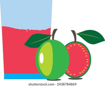 Guava juice with guava fruit 