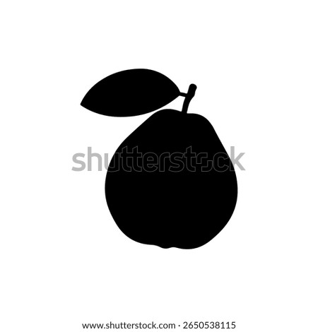 Guava with leaf silhouette icon vector flat design.