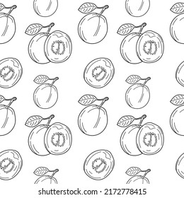 Guava linear seamless pattern in vector. Fruit pattern consisting of a Guava linear with a white background. Vector illustration.