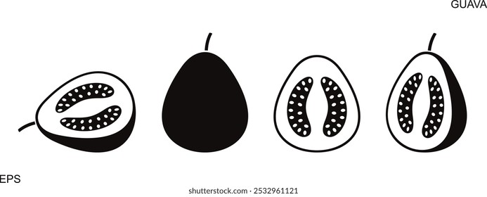Logotipo de la guayaba. Guayaba aislada sobre fondo blanco