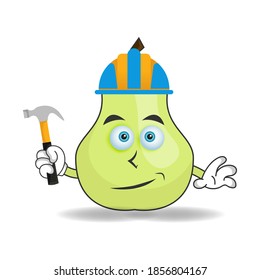 The Guava mascot character becomes a builder. vector illustration