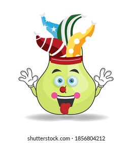 The Guava mascot character becomes a clown. vector illustration