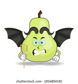El personaje de la mascota de la guayaba se convierte en un demonio. ilustración vectorial