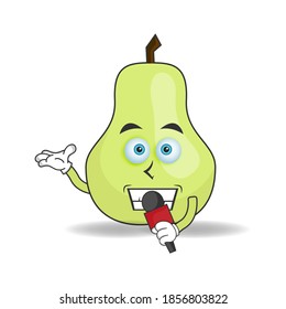 The Guava mascot character becomes a host. vector illustration