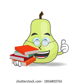 The Guava mascot character becomes a librarian. vector illustration