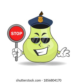 The Guava mascot character becomes a policeman. vector illustration
