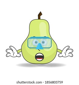 The Guava mascot character is diving. vector illustration