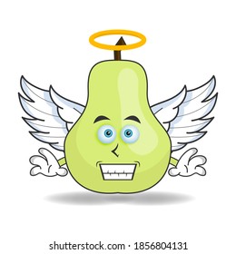 Guava mascot character dressed like an angel. vector illustration