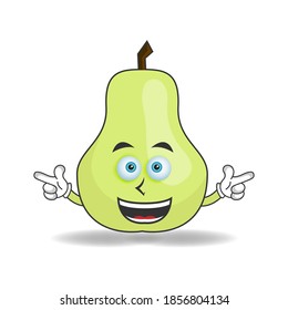 Personaje de mascota guayaba con expresión de sonrisa. ilustración vectorial
