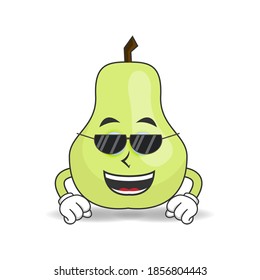 Carácter mascota guayaba con gafas de sol. ilustración vectorial