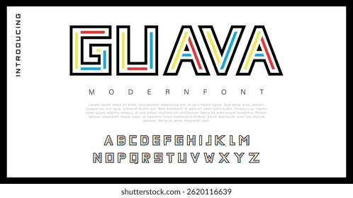 Guava Modern alphabet letters font logo. Typography luxury minimal lettering fonts decorative wedding vintage retro logos. vector illustration