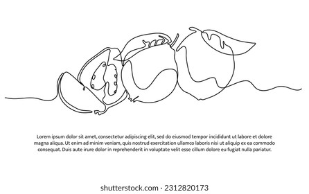 Guayaba un diseño de línea continua. Concepto de diseño de símbolos de frutas. Elementos decorativos dibujados sobre un fondo blanco.