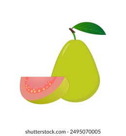 Guava slices fruit emoji vector illustration. Illustration guava isolated on white backgrounds
