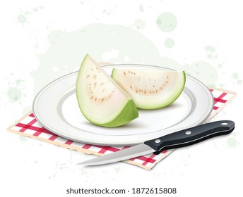 Gráfico vectorial de segmentos de guayaba aislado en fondo blanco