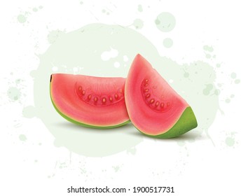 Guava Slices Vector Illustration On White Background 