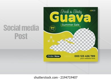 guava social media ads template with minimalist and simple style use for food court and restaurant promotion