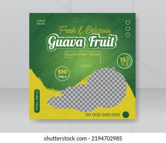 Guava suitable for social media post and promotional web square banner template design.