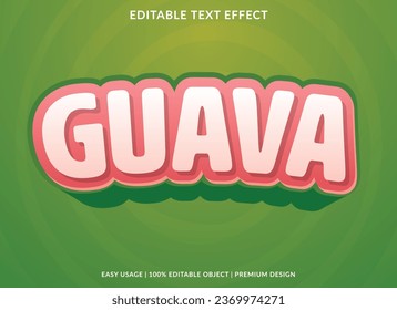 diseño de plantillas de efecto de texto guayaba con estilo 3d para marca comercial y logotipo