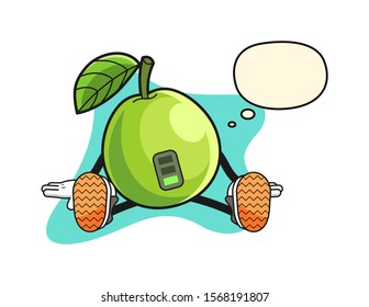 Guava tired with thought bubble cartoon. Mascot Character vector.