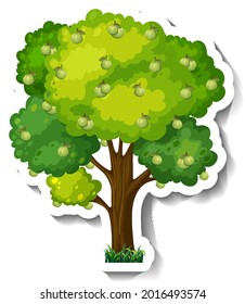 Guava tree sticker on white background illustration
