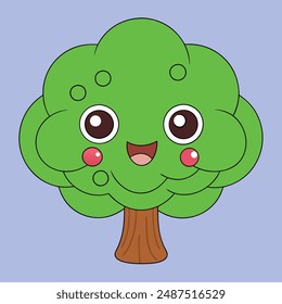 Guava Tree Vector Kawaii Illustration - Printable Graphic Design File.