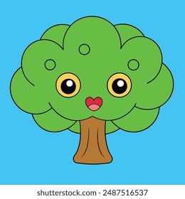 Guava Tree Vector Kawaii Illustration - Printable Graphic Design File.
