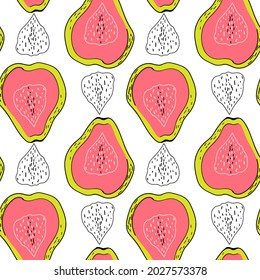 Guava tropical fruit seamless pattern. Abstract style. perfect for print, decor and textile