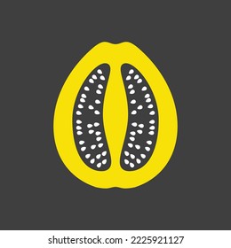 Guava tropical fruit vector glyph on dark background icon. Graph symbol for food and drinks web site, apps design, mobile apps and print media, logo, UI