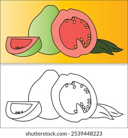 Arte vectorial de guayaba y archivo EPS.