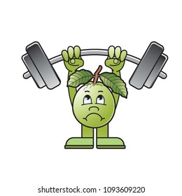 guava vector mascot or cartoon with lifting barbells