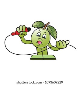 guava vector mascot or cartoon singing