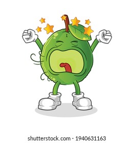 guava yawn character. cartoon mascot vector