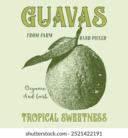 Guavas Retro Commercial Graphic Shirt, Vintages Guavas Label T-Shirt, Exotic Fruit Lover Tee, Cute Unisex Adult Graphic T Shirt, Guavas fruit t-shirt design. Guavas graphic illustration. 