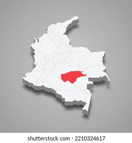 Guaviare region location within Colombia 3d isometric map