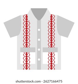 Guayabera latino summer shirt icon symbol. Cuba travel, landmark, culture vector illustration in color fill style.