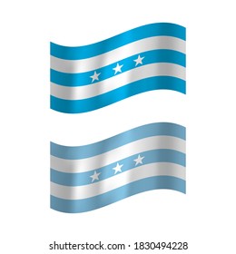 Guayaquil - ECUADOR city flag. Light blue and white. White stars. Flat and waving Guayaquil Flag. Vector illustration. Flag wavy abstract background. 