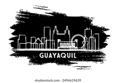 Guayaquil Ecuador City Skyline Silhouette. Hand Drawn Sketch. Business Travel and Tourism Concept with Modern Architecture. Vector Illustration. Guayaquil Cityscape with Landmarks.