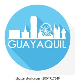 Guayaquil, Ecuador Round Button City Skyline Design. Silhouette Stamp Vector Travel Tourism.