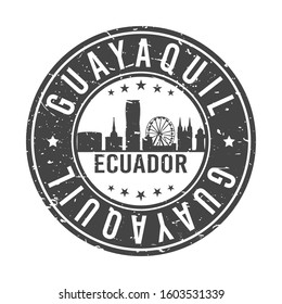 Guayaquil Ecuador Skyline. Round Postmark Icon City Design. Vector Landmark Travel.