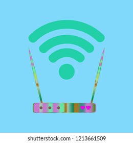 Gudget charming symbol multicolored geometric weave Wi-Fi.