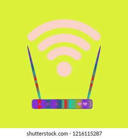 Gudget glamorous symbol multicolored geometric weave Wi-Fi.