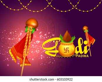 Gudi Padwa Celebration Poster Or Banner Background.