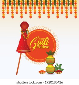 Gudi padwa creative realistic greeting card