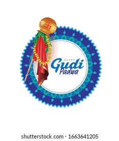 Gudi Padwa Festival Sticker, Label Design Template