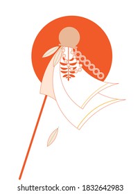 "Gudi padwa" A new year festival of Maharashtra. Graphic illustration in minimal style.