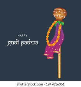 Gudi Padwa with Gudi Vector Illustration Festival Eps