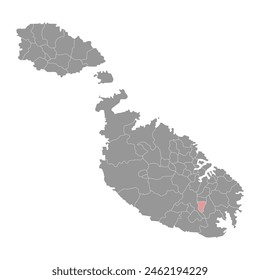 Mapa del distrito de Gudja, división administrativa de Malta. Ilustración vectorial.