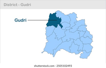 Mapa del subdistrito de Gudri, distrito de Pashchimi Singhbhum, estado de Jharkhand, República de la India, Gobierno de Jharkhand, territorio indio, India oriental, política, aldea, turismo