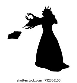 Gueen evil witchcraft magical silhouette fantasy. Vector illustration.